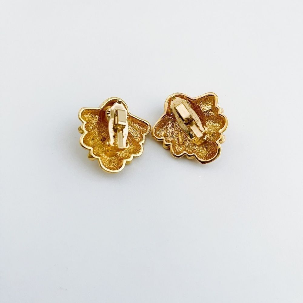 Vintage Christian Dior-Style Gold Tone Rhinestone Clip-On Earrings - Picture 12 of 15